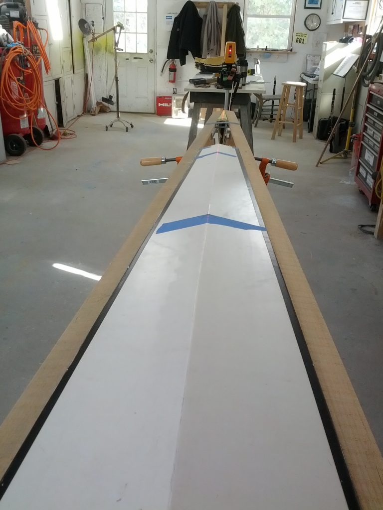 bow repair: Swift Quad Bow Replacement - Foredeck and Bow Aligned by Long Battens to Capture Deck Curvature.